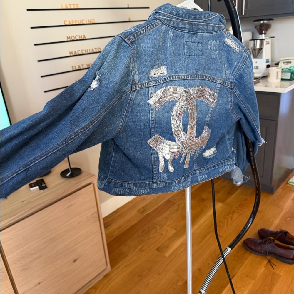 Denim Jacket with Silver Logo